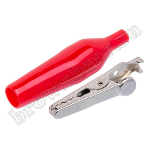 Зажим изолированный 62мм тип 'aligator', красный фото 3