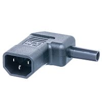 Разъем питания IEC C14 разборный, вилка на кабель, угловой, тип 2, 10A