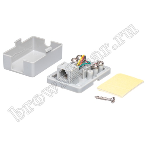 Розетка телефонная накладная одинарная RJ-11, серая  фото 4