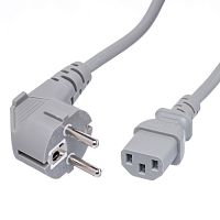 Кабель (шнур) питания 220В IEC320, CEE7/7 - C13, прямой, серый, 10А (3x0.75мм²), 1.8 метра