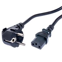 Кабель (шнур) питания 220В IEC320, CEE7/7 - C13, прямой, черный, 10А (3x0.75мм²), 1.8 метра