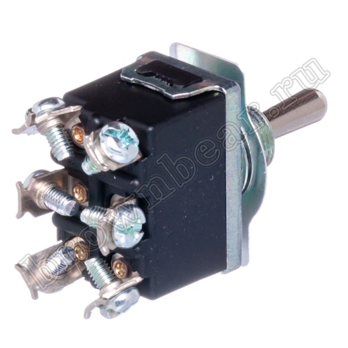 Тумблер двухполюсный, 6 контактов (on-off-on), на панель, с гайкой, DPDT  T023B фото 2