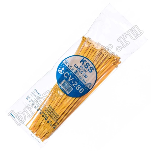 Стяжка (хомут) нейлоновая 280 x 4.8 мм, желтая, упаковка 100 шт. CV-280SY фото 5