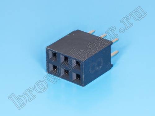 Разъем 2х3 гнездо на плату, шаг 2.54 мм фото 2