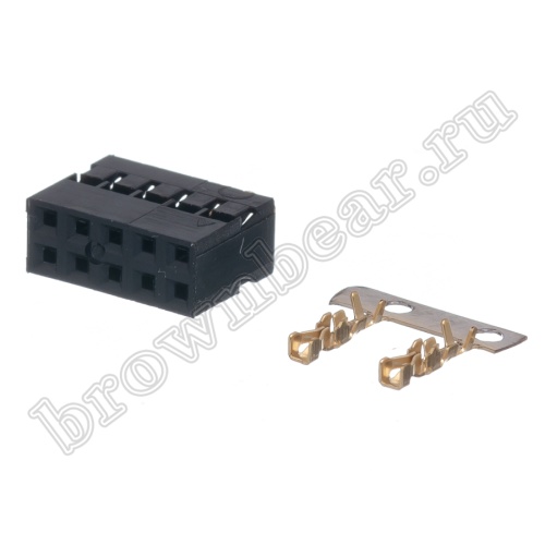 Разъем 2х5 гнездо на кабель, шаг 2мм, с контактами