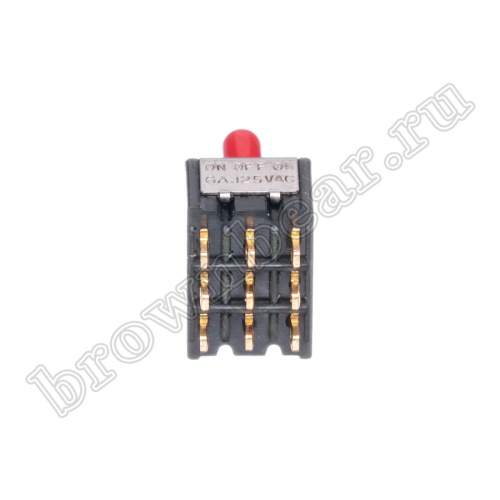 Тумблер трехполюсный, 9 контактов (on-off-on), на панель, с гайкой, 3PDT, B068J PST-83C фото 3