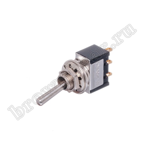 Тумблер однополюсный, 3 контакта (on-on), на панель, с гайкой, SPDT, B069B PST-11A