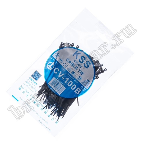 Стяжка (хомут) нейлоновая 100 x 2.5 мм, черная, упаковка 100 шт. CV-100-B фото 5