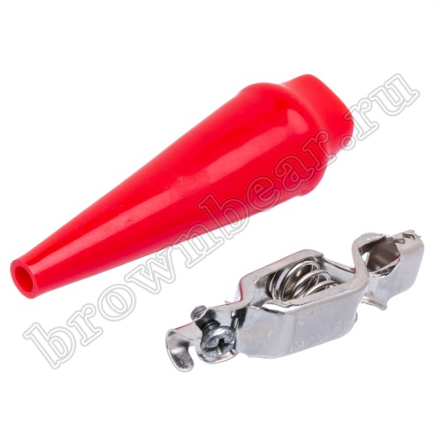 Зажим изолированный 80мм тип 'aligator', красный фото 5
