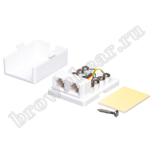 Розетка телефонная накладная двойная RJ-11, мини, белая  фото 4