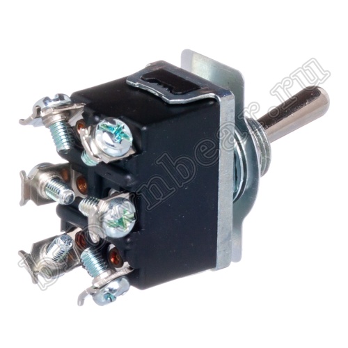 Тумблер двухполюсный, 6 контактов  (on-on), на панель, с гайкой, DPDT T022B фото 5