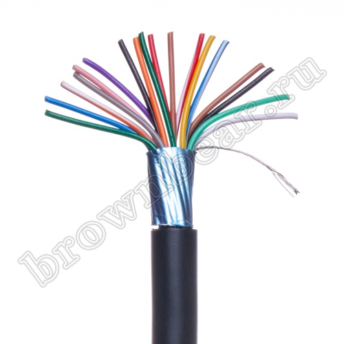 Кабель 18 проводов черный экранированный сигнальный