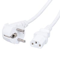 Кабель (шнур) питания 220В IEC320, CEE7/7 - C13, прямой, белый, 10А (3x0.75мм²), 1.8 метра