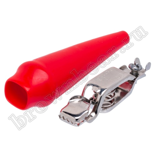 Зажим изолированный 80мм тип 'aligator', красный фото 4