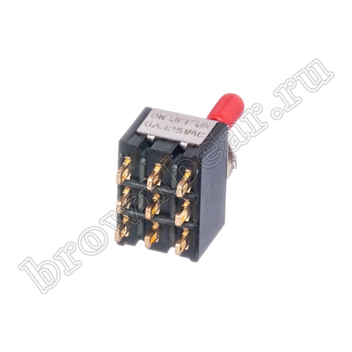 Тумблер трехполюсный, 9 контактов (on-off-on), на панель, с гайкой, 3PDT, B068J PST-83C фото 2