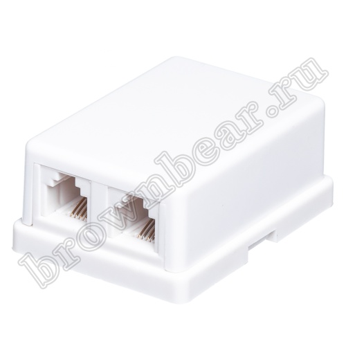 Розетка телефонная накладная двойная RJ-11, мини, белая 
