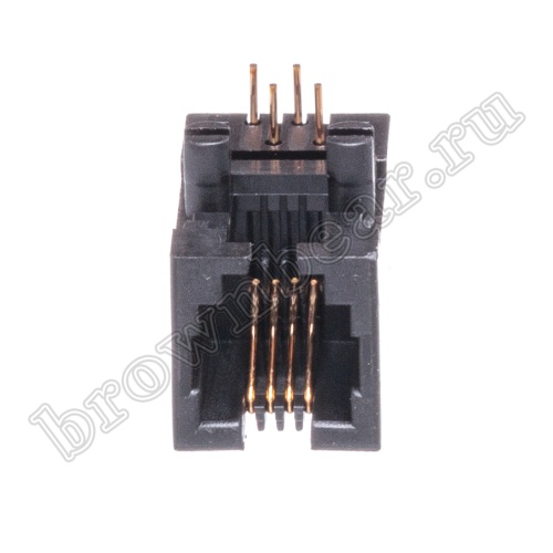 Разъём RJ-10 гнездо на плату, 4P4C, тип 4 TJ4-4P4C фото 2
