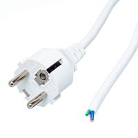 Кабель (шнур) питания 220В IEC320, CEE7/7, с вилкой на одном конце, белый, 10A (3x0.75мм²), 1.8 метра
