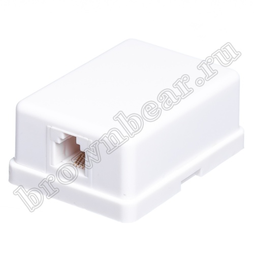 Розетка телефонная накладная одинарная RJ-11, мини, белая 