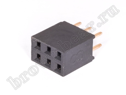Разъем 2х3 гнездо на плату, шаг 2.54 мм