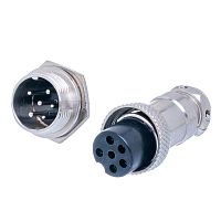 Разъем GX16 (M16) 6 контактов, розетка на кабель + вилка на блок, комплект AC-M16-6