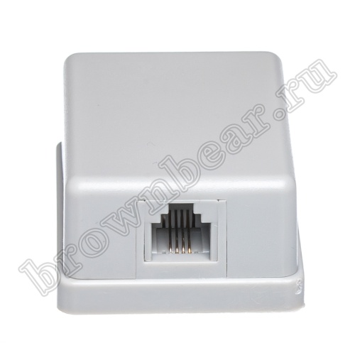 Розетка телефонная накладная одинарная RJ-11, серая  фото 2