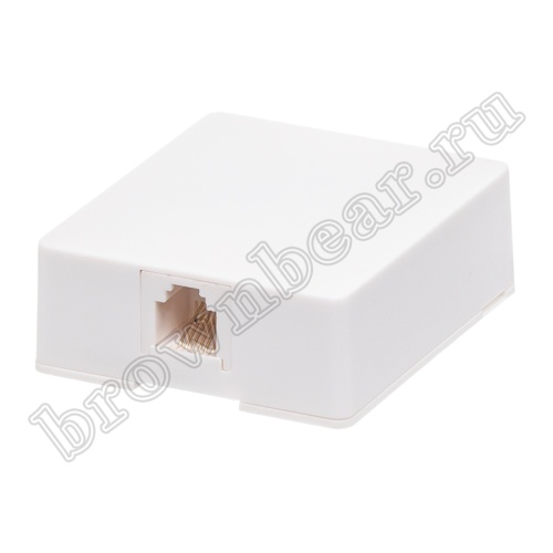 Розетка телефонная накладная одинарная RJ-12, серая 