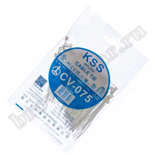 Стяжка (хомут) нейлоновая 75 x 2.4 мм, белая, упаковка 100 шт. CV-075 фото 5