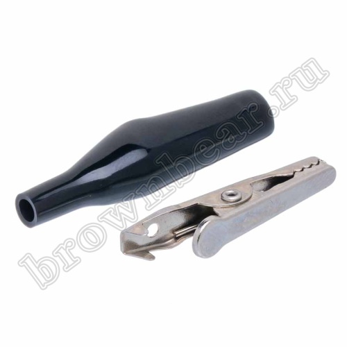 Зажим изолированный 43мм тип 'aligator', черный фото 5