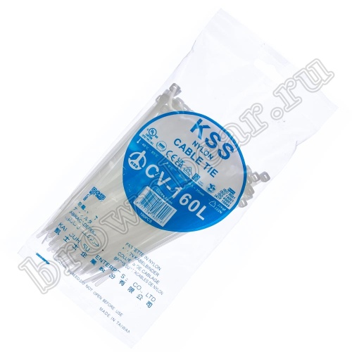 Стяжка (хомут) нейлоновая 160 x 4.8 мм, белая, упаковка 100 шт. CV-160L фото 5