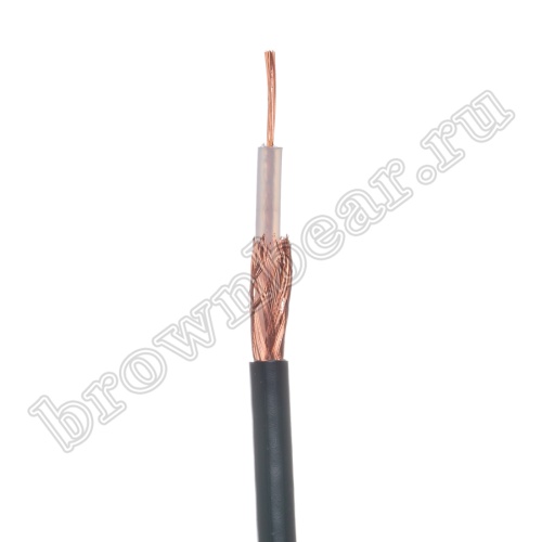 Кабель коаксиальный RG58, 50 Ом, бухта 100 м, черный 