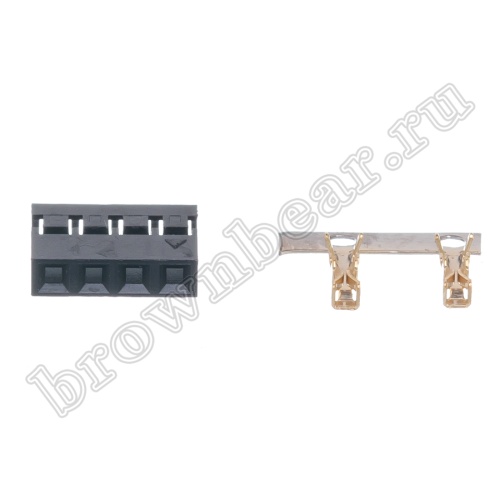 Разъем 1х4 гнездо на кабель, шаг 2мм, с контактами фото 2