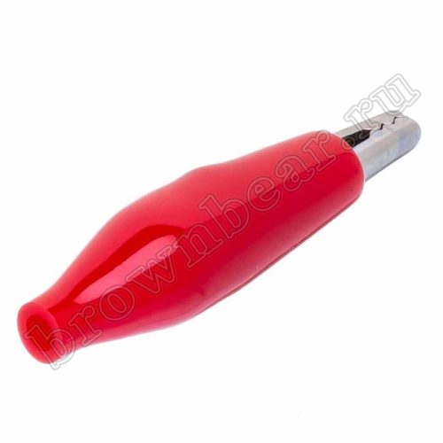 Зажим изолированный 37мм тип 'aligator', красный фото 3