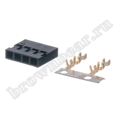 Разъем 1х4 гнездо на кабель, шаг 2мм, с контактами фото 5