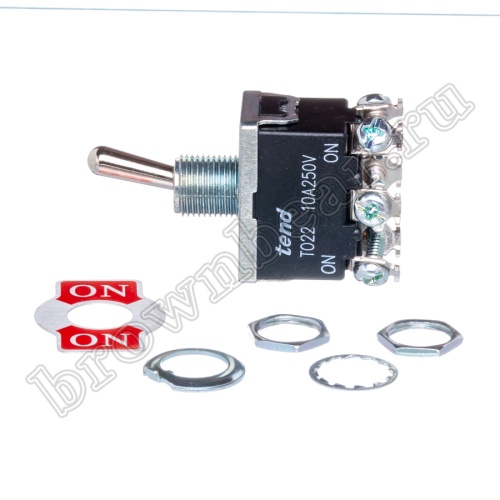 Тумблер двухполюсный, 6 контактов  (on-on), на панель, с гайкой, DPDT T022B фото 6