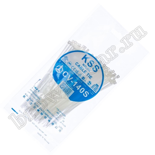 Стяжка (хомут) нейлоновая 140 x 2.5 мм, белая, упаковка 100 шт. CV-140S фото 5