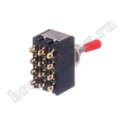 Тумблер четырехполюсный, 12 контактов (on-on), на панель, с гайкой, 4PDT, B068L PST-94A фото 3