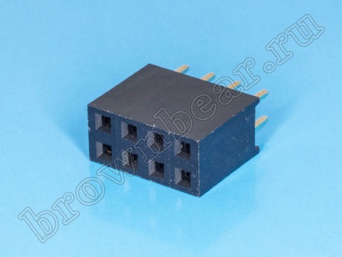 Разъем 2х4 гнездо на плату, шаг 2.54 мм фото 2