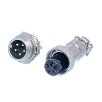 Разъем GX12 (M12) 5 контактов, розетка на кабель + вилка на блок, комплект AC-M12-5