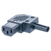 Разъем питания IEC C13 разборный, розетка на кабель, угловой, тип 2, 6A
