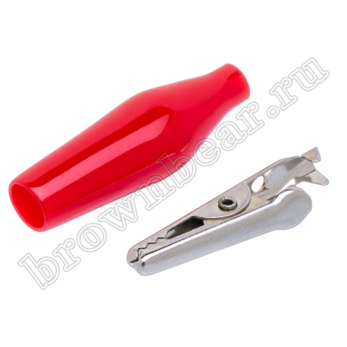 Зажим изолированный 37мм тип 'aligator', красный фото 4