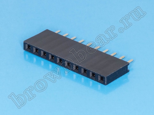 Разъем 1х10 гнездо на плату, шаг 2.54мм фото 2