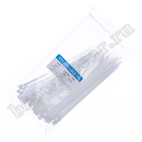 Стяжка (хомут) нейлоновая 150 x 2.5 мм, белая, упаковка 100 шт. ET-3x150 фото 5