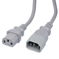 Кабель (шнур) питания 220В IEC320, C13 - C14, ИБП-системный блок, серый, 10А (3x0.75мм²), 1.8 метра