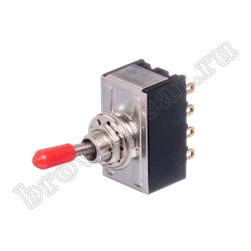 Тумблер четырехполюсный, 12 контактов (on-on), на панель, с гайкой, 4PDT, B068L PST-94A