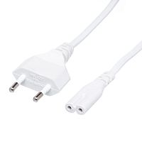 Кабель (шнур) питания 220В CEE7/16 - C7, для аудиотехники, белый, 2.5А, 1,8м