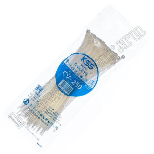 Стяжка (хомут) нейлоновая 250 x 4.8 мм, белая, упаковка 100 шт. CV-250-W фото 5