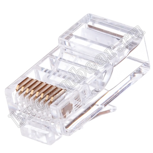 Разъём RJ-45 (8P8C), вилка под плоскую одножильную витую пару TP-8P8C-S2