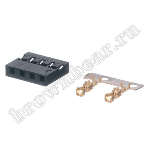 Разъем 1х4 гнездо на кабель, шаг 2мм, с контактами