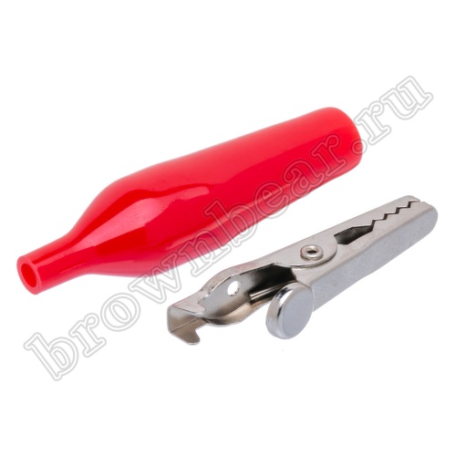 Зажим изолированный 62мм тип 'aligator', красный фото 4